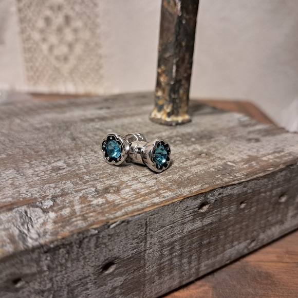 Coach Jewelry - Coach Silver Tone Open Circle Stone Stud Earrings